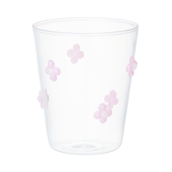 Flower Glass Tumbler Pink