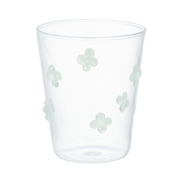 Flower Glass Tumbler Green